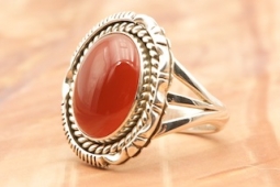 Artie Yellowhorse Carnelian Sterling Silver Ring